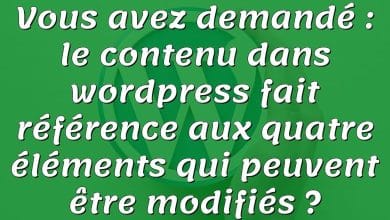 Vous avez demandé : le contenu dans wordpress fait référence aux quatre éléments qui peuvent être modifiés ?